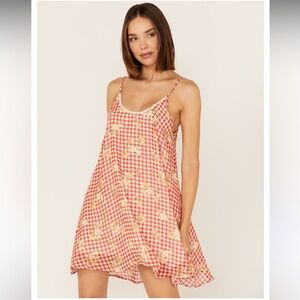 Wild Moss Floral Gingham Mini Dress